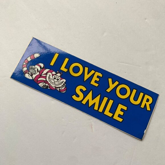 Cheshire Cat Alice in Wonderland I Love Your Smile Vintage Bumper Sticker - Picture 2 of 5